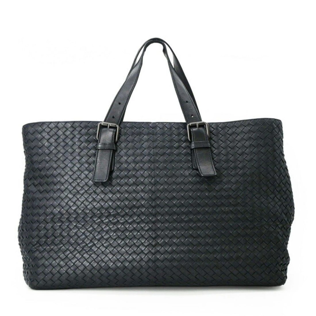 BOTTEGA VENETA INTRECCIATO LEATHER TOTE BAG, NAVY (1 of 5)