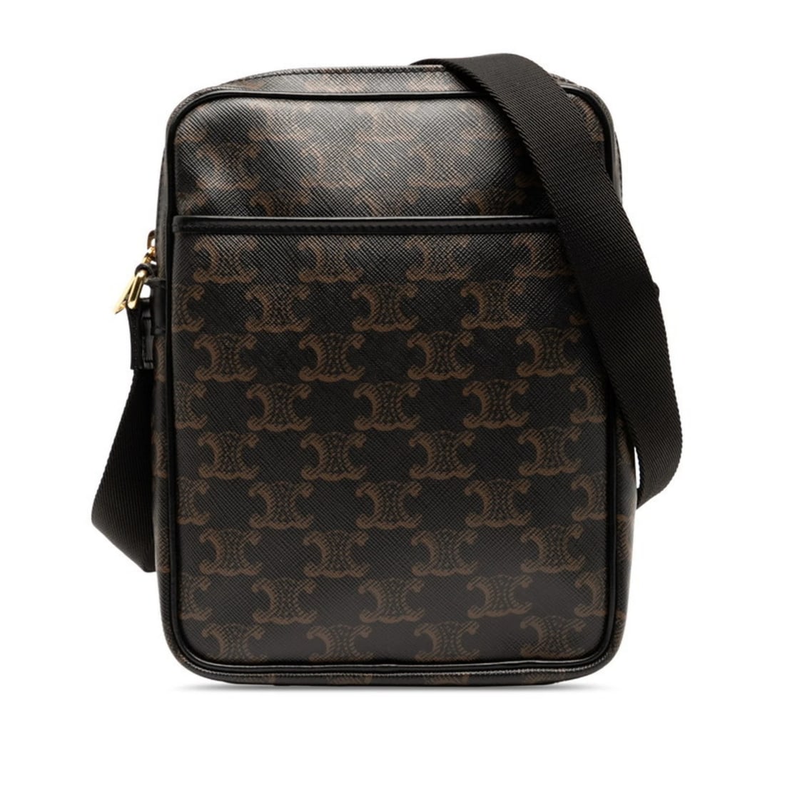 CELINE TRIOMPHE CROSSBODY SHOULDER BAG IN BROWN AND BLACK LEATHER: Celine Triomphe Crossbody Shoulder Bag in Brown and Black Leather Brand: Celine Type/Style: Shoulder bag Material: PVC,Leather Color: Black,Brown Size: (HxWxD)20cm x 15cm x 3cm / 7.87'' x 5.9'' x 1.18