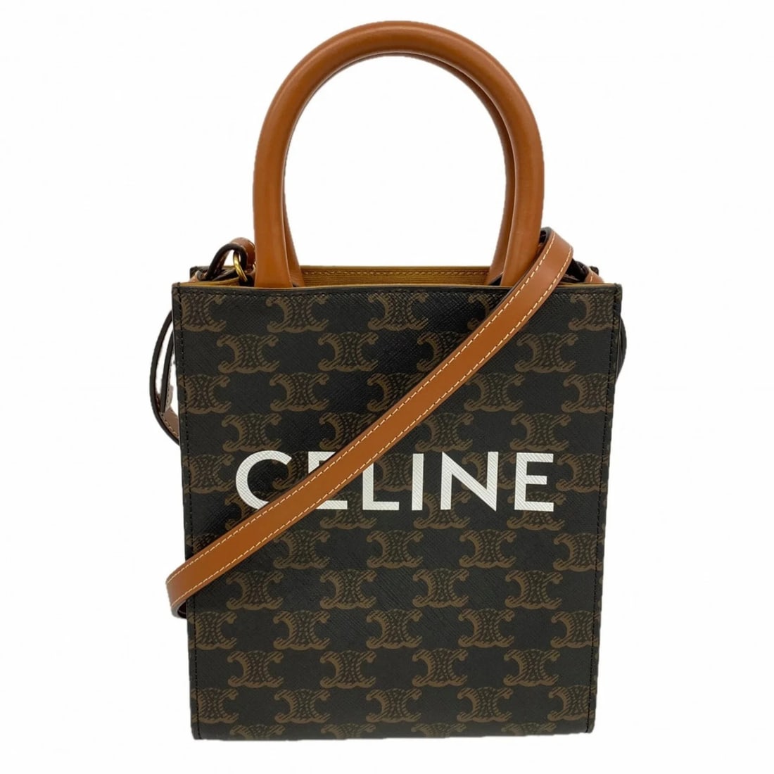 CELINE TRIOMPHE VERTICAL CABAS HANDBAG, BROWN, FOR WOMEN (1 of 4)