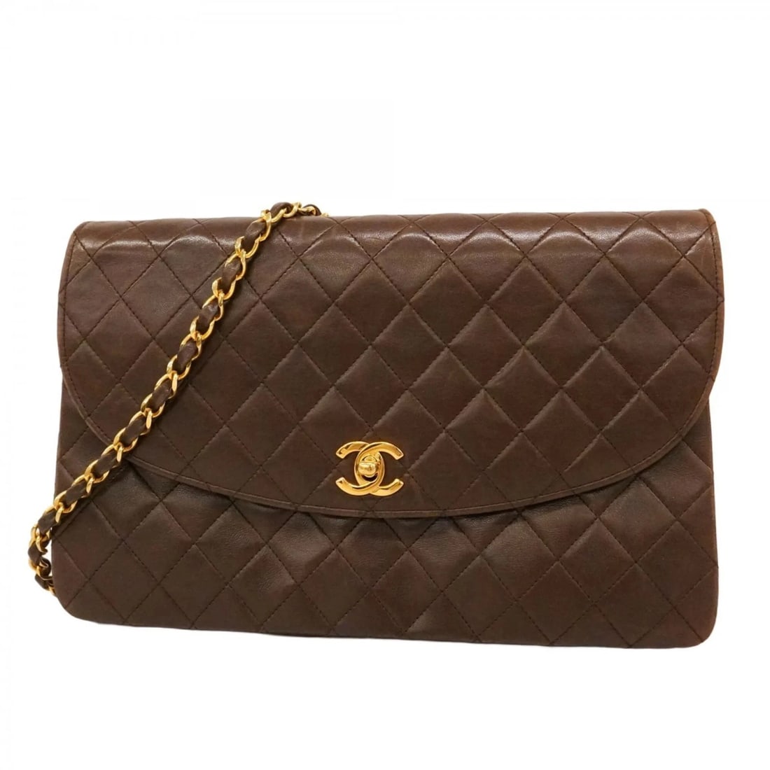 CHANEL MATELASSE CHAIN SHOULDER BAG, LAMBSKIN, BROWN,: Chanel Matelasse Chain Shoulder Bag, Lambskin, Brown, Brand: Chanel Type/Style: Shoulder bag Material: Leather Color: Brown Size: (HxWxD)20cm x 29cm x 6.5cm / 7.87'' x 11.41'' x 2.55'' Accessories