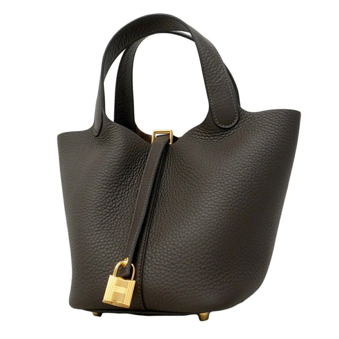 HERMES PICOTIN LOCK PM HANDBAG, TAURILLON CLEMENCE LEATHER, EBENE: Hermes Picotin Lock PM handbag, Taurillon Clemence leather, Ebene Brand: Hermes Type/Style: Handbag Material: Taurillon clemence leather Color: Brown Size: (HxWxD)19.5cm x 15cm x 18.5cm / 7.67'' x 5.9