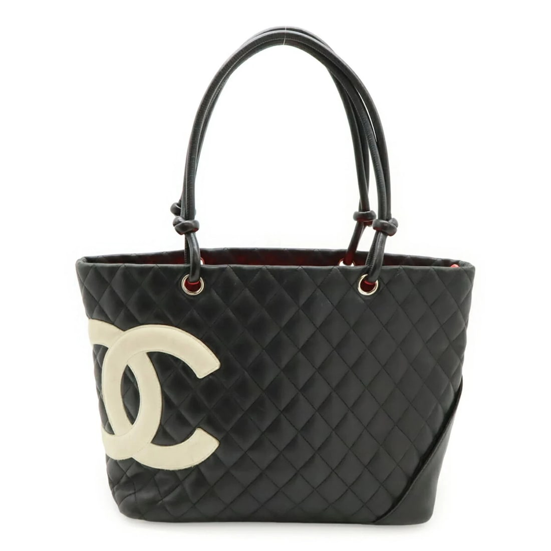 CHANEL CAMBON LINE COCO MARK LARGE TOTE SHOULDER BAG: CHANEL Cambon Line Coco Mark Large Tote Shoulder Bag Brand: Chanel Type/Style: Shoulder bag, Tote bag Material: Leather Color: Black,Pink Size: (HxWxD)24.5cm x 29.5cm x 14.5cm / 9.64'' x 11.61'' x 5.7