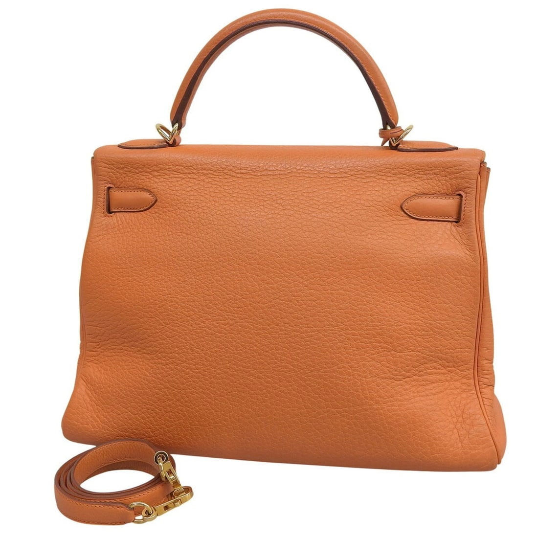 HERMES KELLY 32, INSIDE STITCHING, F STAMP, BAG: Hermes Kelly 32, inside stitching, F stamp, bag Brand: Hermes Type/Style: Handbag, Shoulder bag Material: Taurillon clemence leather Color: Orange Size: (HxWxD)21.5cm x 32cm x 12cm / 8.46'' x 12.59''