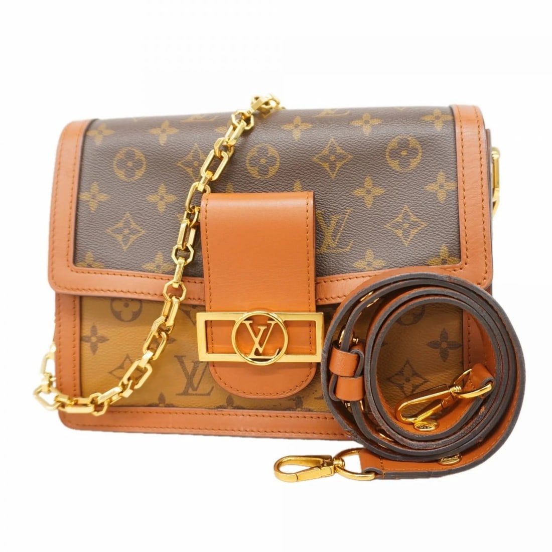 LOUIS VUITTON MONOGRAM REVERSE DAUPHINE MM SHOULDER BAG: Louis Vuitton Monogram Reverse Dauphine MM Shoulder Bag Brand: Louis Vuitton Type/Style: Shoulder bag Material: None Color: Brown Size: (HxWxD)18cm x 24.5cm x 11.5cm / 7.08'' x 9.64'' x 4.52''