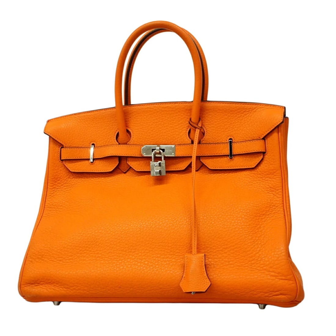 HERMES BIRKIN 35 HANDBAG, TAURILLON CLEMENCE LEATHER, ORANGE: Hermes Birkin 35 handbag, Taurillon Clemence leather, orange Brand: Hermes Type/Style: Handbag Material: Taurillon clemence leather Color: Orange Size: (HxWxD)29cm x 36.5cm x 18.5cm / 11.41'' x 14.37'