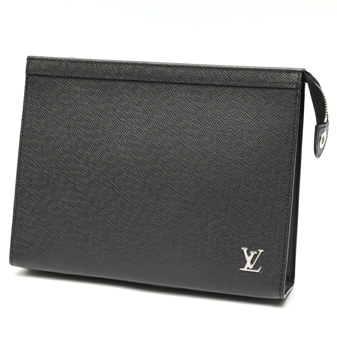LOUIS VUITTON POCHETTE VOYAGE CLUTCH BAG TAIGA LEATHER: Louis Vuitton Pochette Voyage Clutch Bag Taiga Leather Brand: Louis Vuitton Type/Style: Clutch bag, Pochette Material: Taiga Leather Color: Black Size: (HxWxD) 21cm x 27cm x 6cm / 8.26'' x 10.62'' x 2