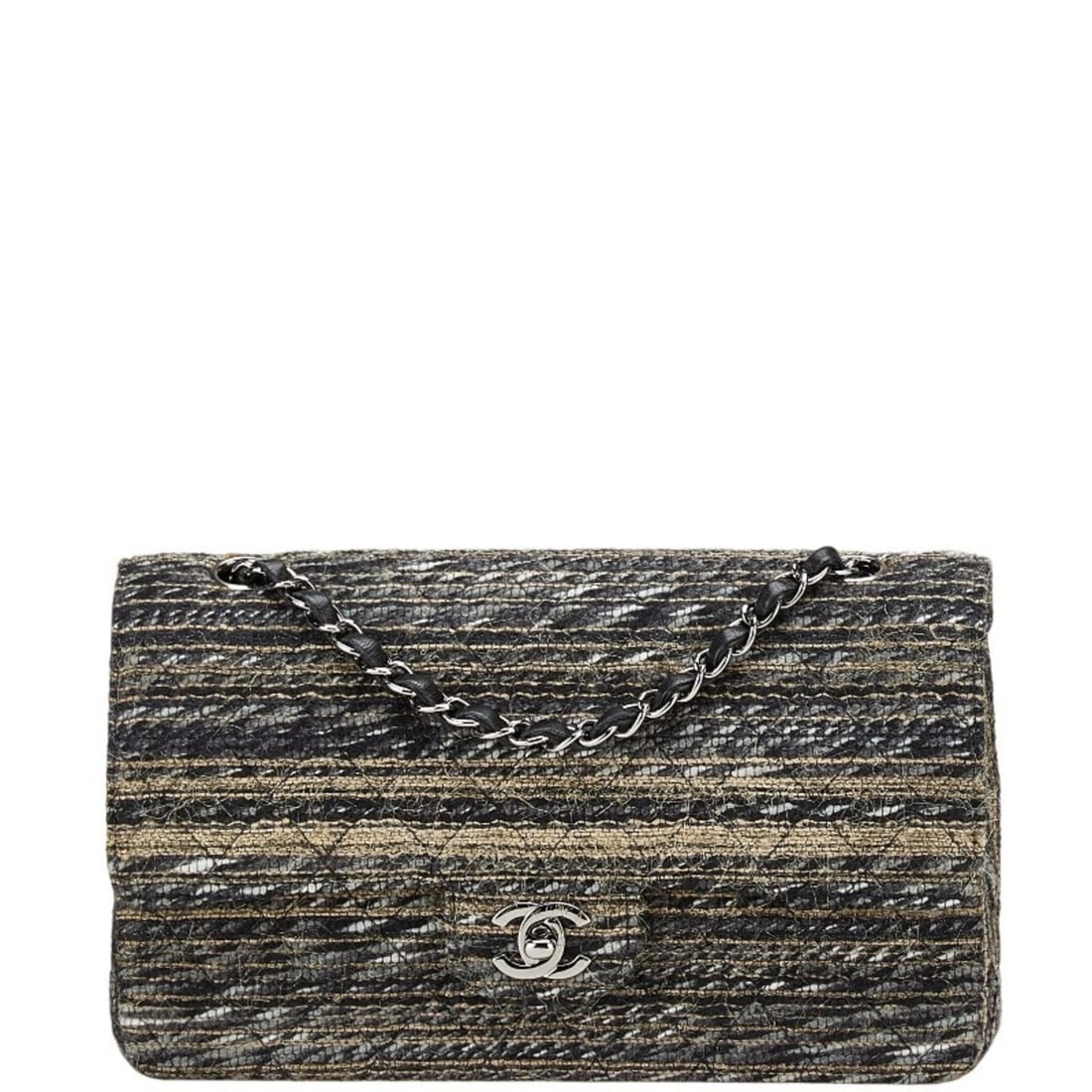 CHANEL MATELASSE COCO MARK DOUBLE FLAP CHAIN SHOULDER BAG HANDBAG: Chanel Matelasse Coco Mark Double Flap Chain Shoulder Bag Handbag Brand: Chanel Type/Style: Handbag, Shoulder bag Material: Tweed Color: Black,Multicolor Size: (HxWxD)15cm x 25cm x 7cm / 5.9'' x 9.84'