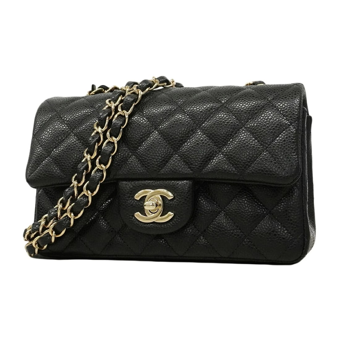 CHANEL MINI MATELASSE CHAIN SHOULDER BAG, CAVIARSKINLEATHER: Chanel Mini Matelasse Chain Shoulder Bag, CaviarSkinLeather Brand: Chanel Type/Style: Shoulder bag Material: Grained Calfskin Color: Black Size: (HxWxD)15cm x 20cm x 6cm / 5.9'' x 7.87'' x 2.36''