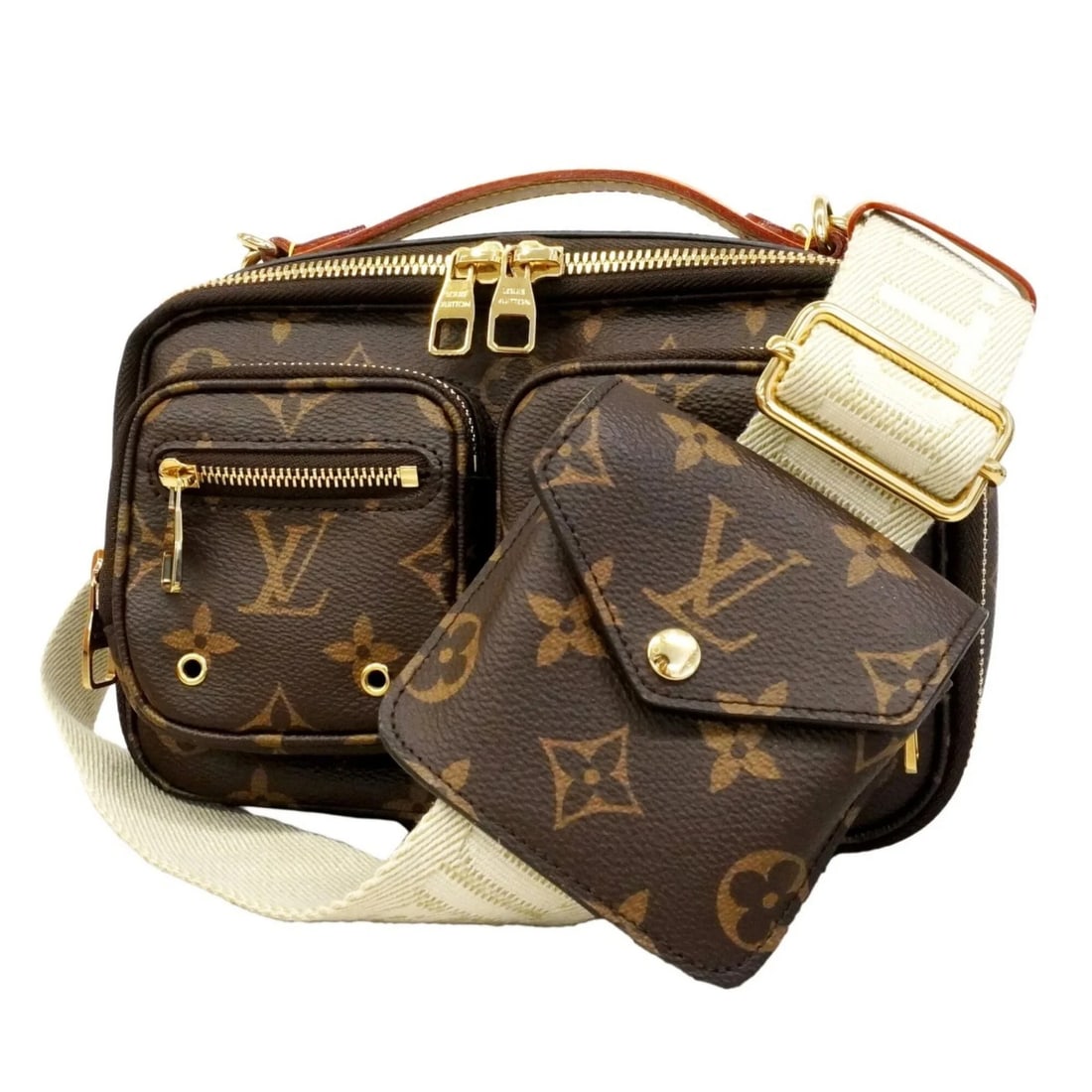 LOUIS VUITTON MONOGRAM UTILITY CROSSBODY HANDBAG BROWN 2-WAY: Louis Vuitton Monogram Utility Crossbody Handbag Brown 2-way Brand: Louis Vuitton Type/Style: Handbag Material: None Color: Brown Size: (HxWxD)12.5cm x 20cm x 5cm / 4.92'' x 7.87'' x 1.96'' Access