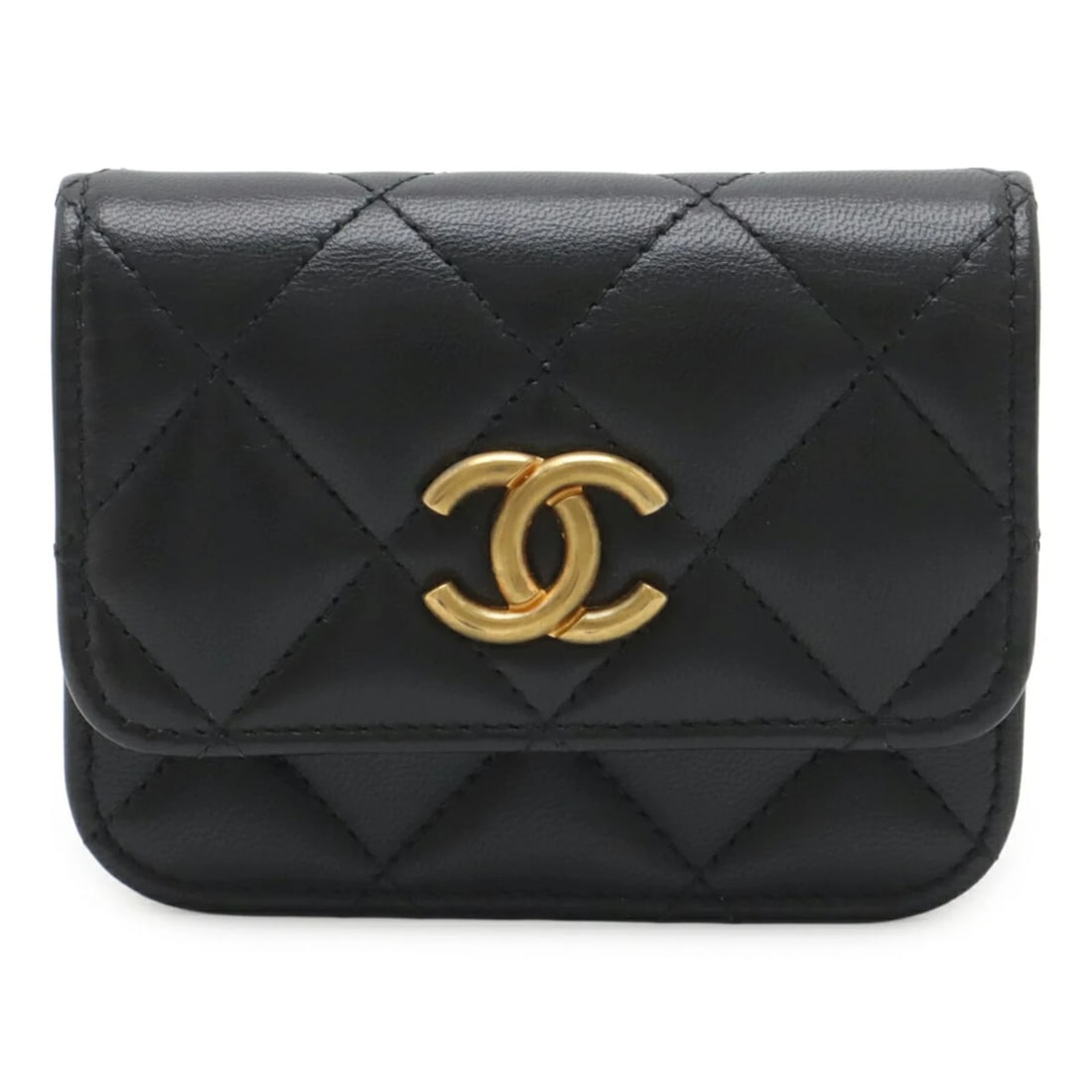 CHANEL MATELASSE COCO MARK MINI WAIST BAG/WAIST POUCH: CHANEL Matelasse Coco Mark Mini Waist Bag/Waist Pouch Brand: Chanel Type/Style: Fanny pack, Pouch Material: Leather Color: Black Size: (HxWxD)8cm x 10cm x 3cm / 3.14'' x 3.93'' x 1.18'' Accessories: