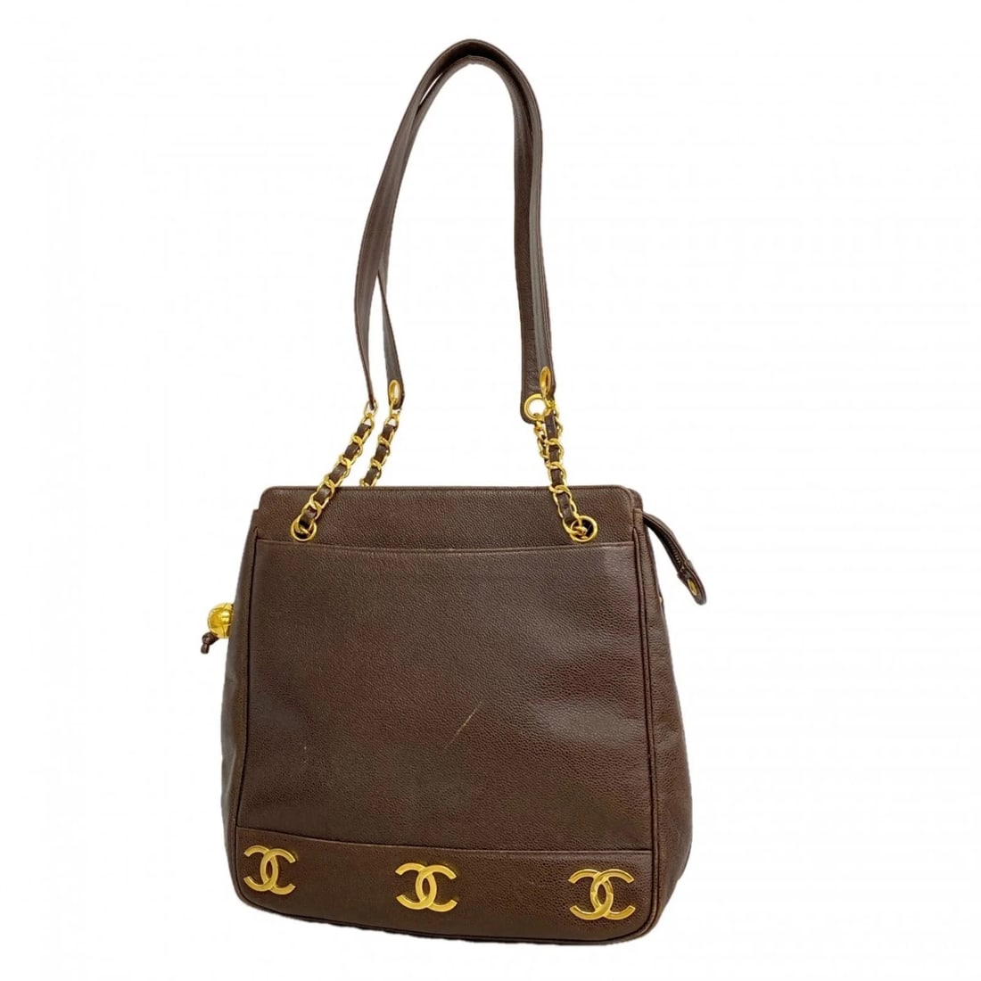 CHANEL TRIPLE COCO SHOULDER BAG, CAVIARSKINLEATHER, BROWN, (1 of 4)
