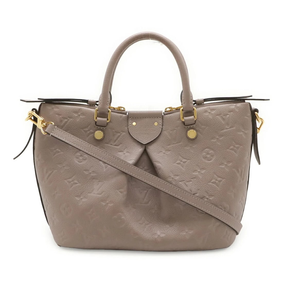 LOUIS VUITTON MONOGRAM EMPREINTE MAZARINE PM SHOULDER: LOUIS VUITTON Monogram Empreinte Mazarine PM Shoulder Brand: Louis Vuitton Type/Style: Handbag, Shoulder bag Material: Monogram Empreinte Color: Taupe Size: (HxWxD)21cm x 31cm x 12.5cm / 8.26'' x 12.2