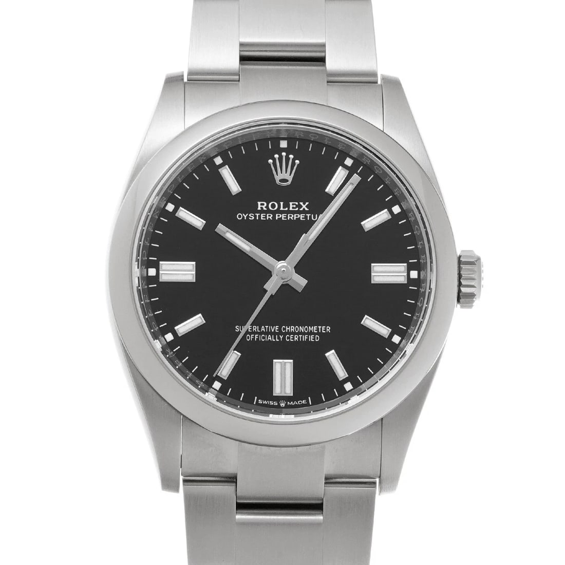 ROLEX OYSTER PERPETUAL BLACK WATCH: ROLEX Oyster Perpetual black Watch Brand: ROLEX Type/Style: Wristwatch Material: Band Material Stainless steel, Case Material Stainless steel Color: Dial Color black Size: ?Case? H/about 36mm W/about