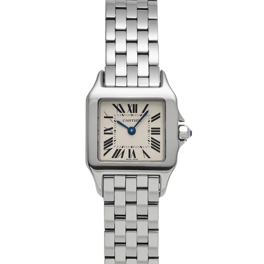 CARTIER SANTOS DEMOISELLE SM SILVER WATCH: CARTIER Santos Demoiselle SM Silver Watch Brand: CARTIER Type/Style: Wristwatch Material: Band Material Stainless steel, Case Material Stainless steel Color: Dial Color Silver Size: ?Case? H/about
