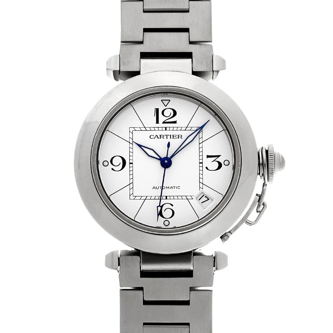 CARTIER PASHA C WHITE WATCH: CARTIER Pasha C white Watch Brand: CARTIER Type/Style: Wristwatch Material: Band Material Stainless steel, Case Material Stainless steel Color: Dial Color white Size: ?Case? H/about 35mm W/about 35mm