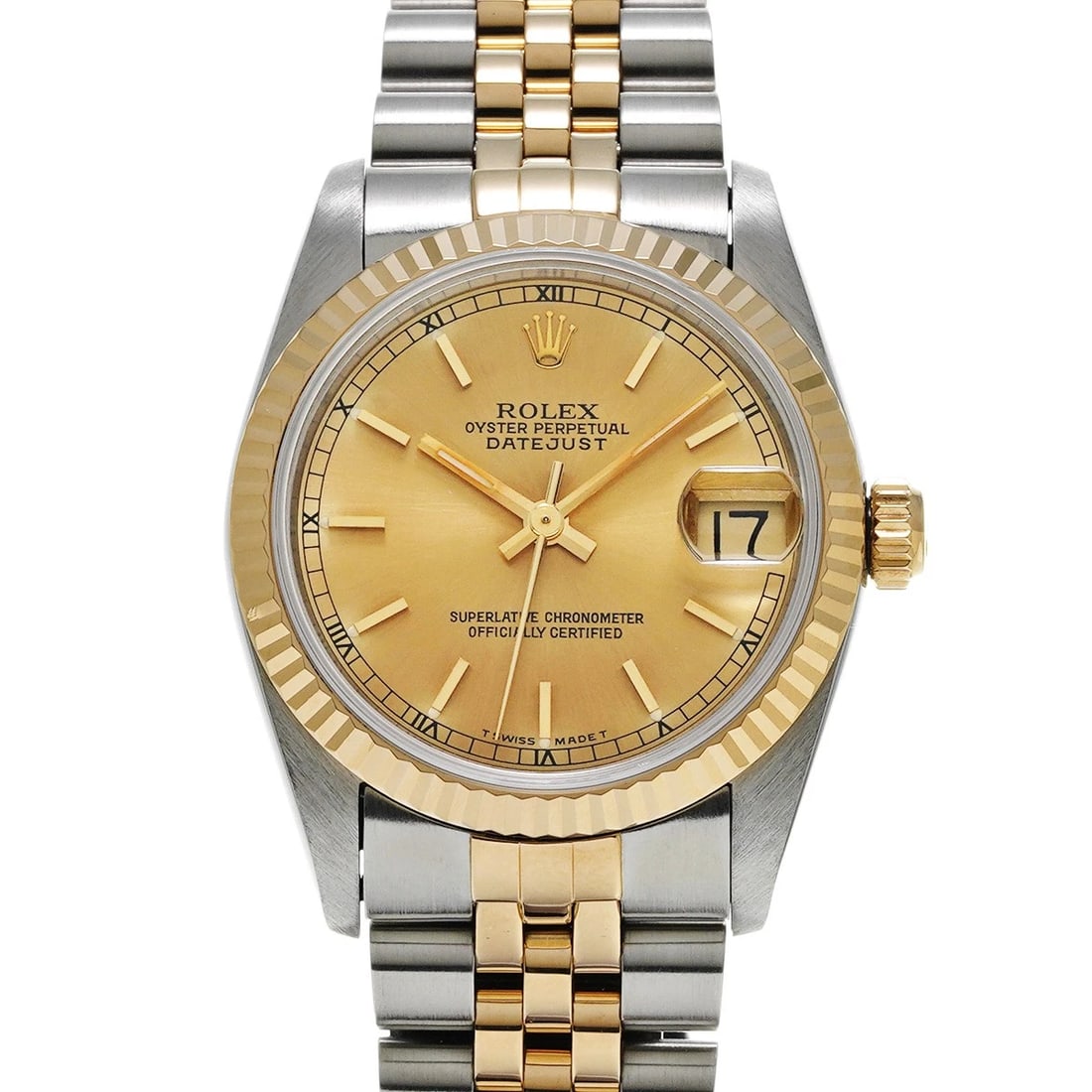 ROLEX CHAMPAGNE WATCH: ROLEX Champagne Watch Brand: ROLEX Type/Style: Wristwatch Material: Band Material Stainless steel/Yellow Gold, Case Material Stainless steel Color: Dial Color Champagne Size: ?Case? H/about 31mm
