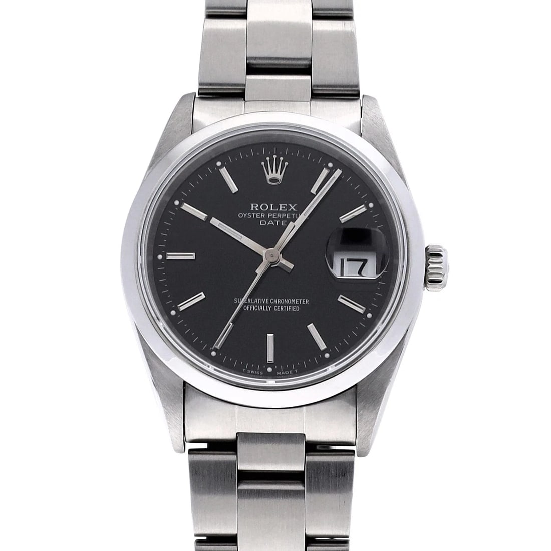 ROLEX OYSTER PERPETUAL BLACK WATCH: ROLEX Oyster Perpetual black Watch Brand: ROLEX Type/Style: Wristwatch Material: Band Material Stainless steel, Case Material Stainless steel Color: Dial Color black Size: ?Case? H/about 34mm W/about