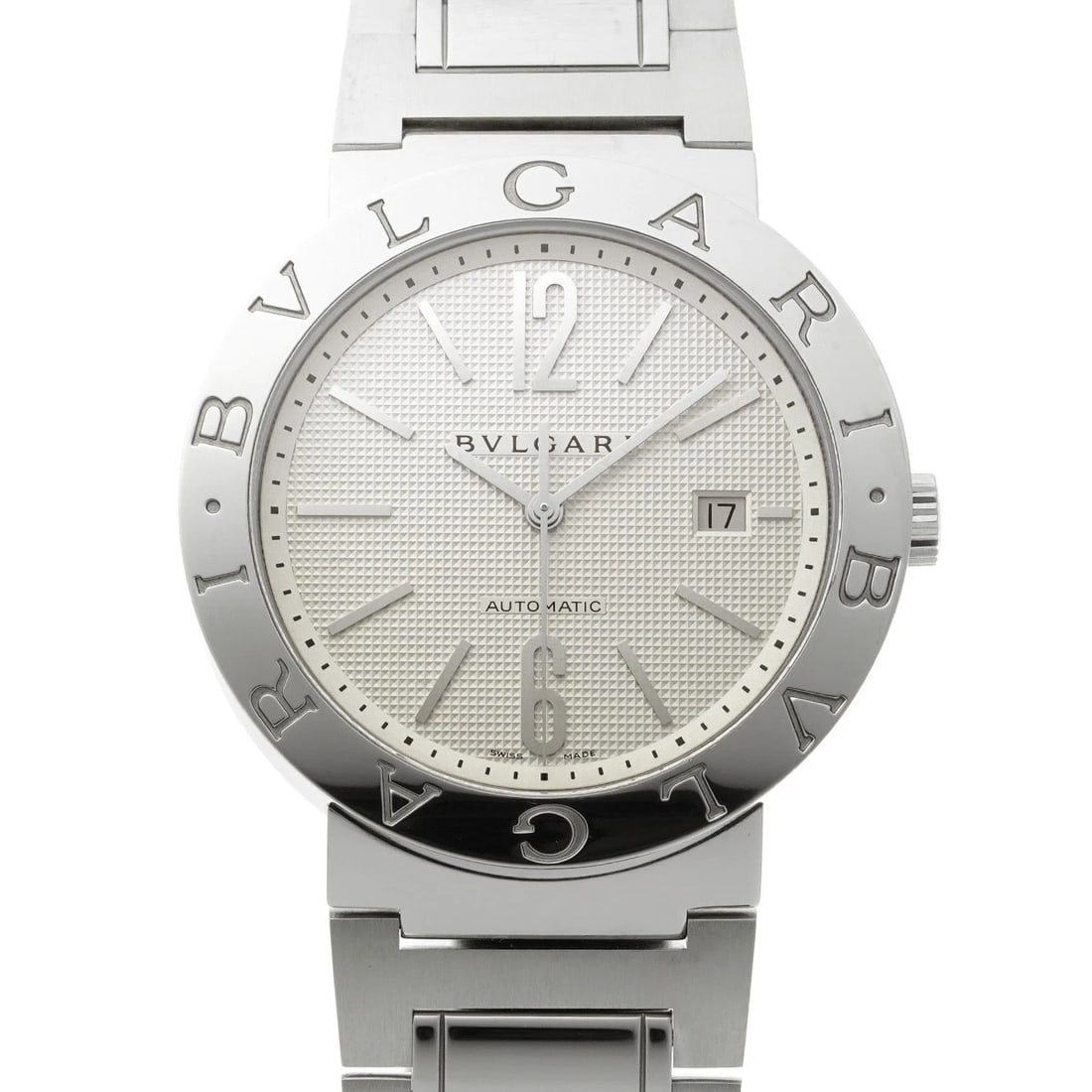 BVLGARI BULGARIBULGARI SILVER WATCH: BVLGARI BulgariBulgari Silver Watch Brand: BVLGARI Type/Style: Wristwatch Material: Band Material Stainless steel, Case Material Stainless steel Color: Dial Color Silver Size: ?Case? H/about 42mm