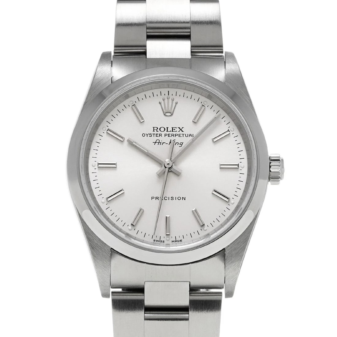 ROLEX AIR-KING SILVER WATCH: ROLEX Air-King Silver Watch Brand: ROLEX Type/Style: Wristwatch Material: Band Material Stainless steel, Case Material Stainless steel Color: Dial Color Silver Size: ?Case? H/about 34mm W/about 34mm