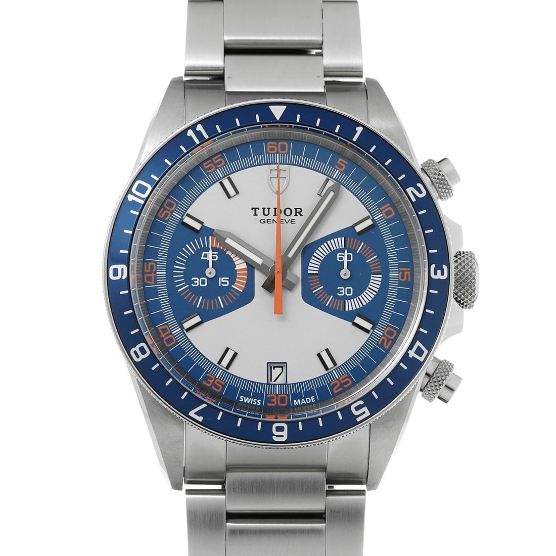 TUDOR HERITAGE CHRONO OPALINE/BLUE WATCH: TUDOR Heritage Chrono Opaline/Blue Watch Brand: TUDOR Type/Style: Wristwatch Material: Band Material Stainless steel, Case Material Stainless steel Color: Dial Color Opaline/Blue Size: ?Case? H/about