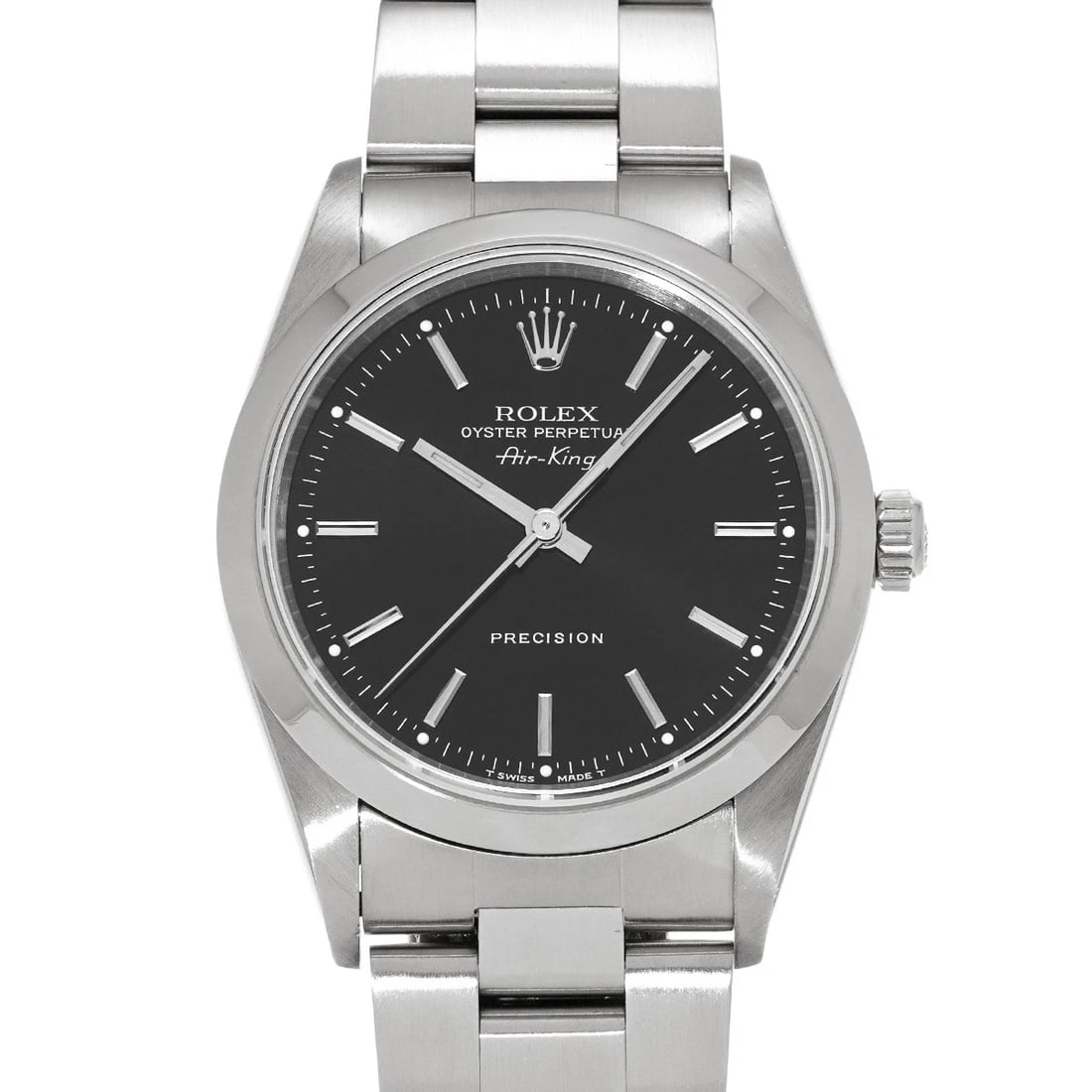 ROLEX AIR-KING BLACK WATCH: ROLEX Air-King black Watch Brand: ROLEX Type/Style: Wristwatch Material: Band Material Stainless steel, Case Material Stainless steel Color: Dial Color black Size: ?Case? H/about 34mm W/about 34mm