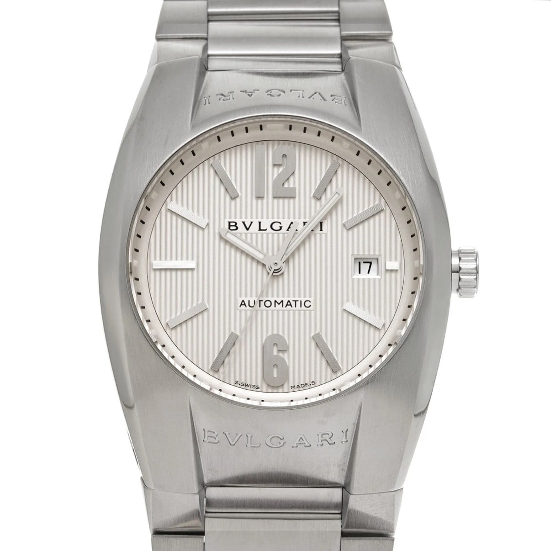 BVLGARI ELGON EG40S SILVER WATCH: BVLGARI Elgon EG40S Silver Watch Brand: BVLGARI Type/Style: Wristwatch Material: Band Material Stainless steel, Case Material Stainless steel Color: Dial Color Silver Size: ?Case? H/about 50mm