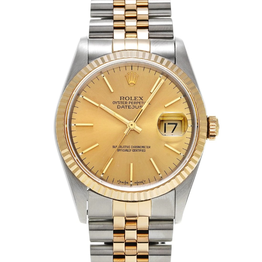 ROLEX CHAMPAGNE WATCH: ROLEX Champagne Watch Brand: ROLEX Type/Style: Wristwatch Material: Band Material Stainless steel/Yellow Gold, Case Material Stainless steel Color: Dial Color Champagne Size: ?Case? H/about 36mm