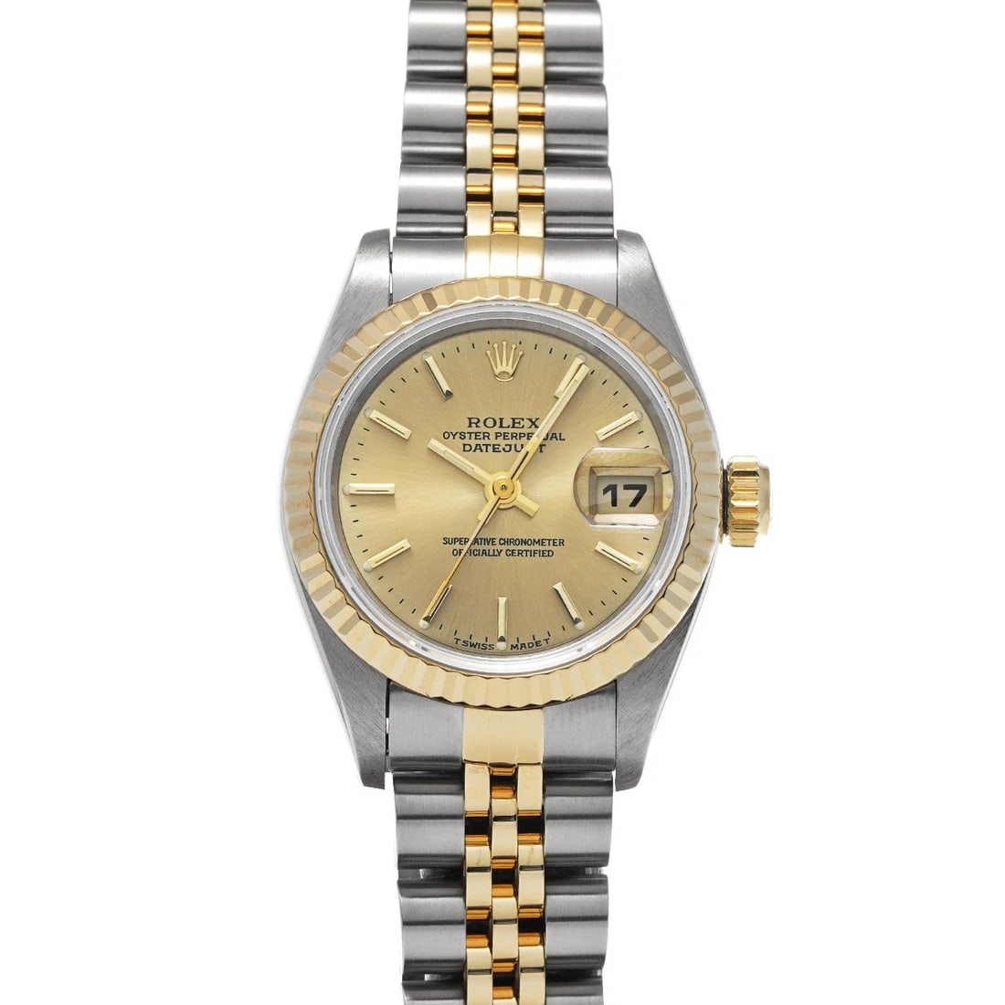 ROLEX CHAMPAGNE WATCH: ROLEX Champagne Watch Brand: ROLEX Type/Style: Wristwatch Material: Band Material Stainless steel/Yellow Gold, Case Material Stainless steel Color: Dial Color Champagne Size: ?Case? H/about 26mm