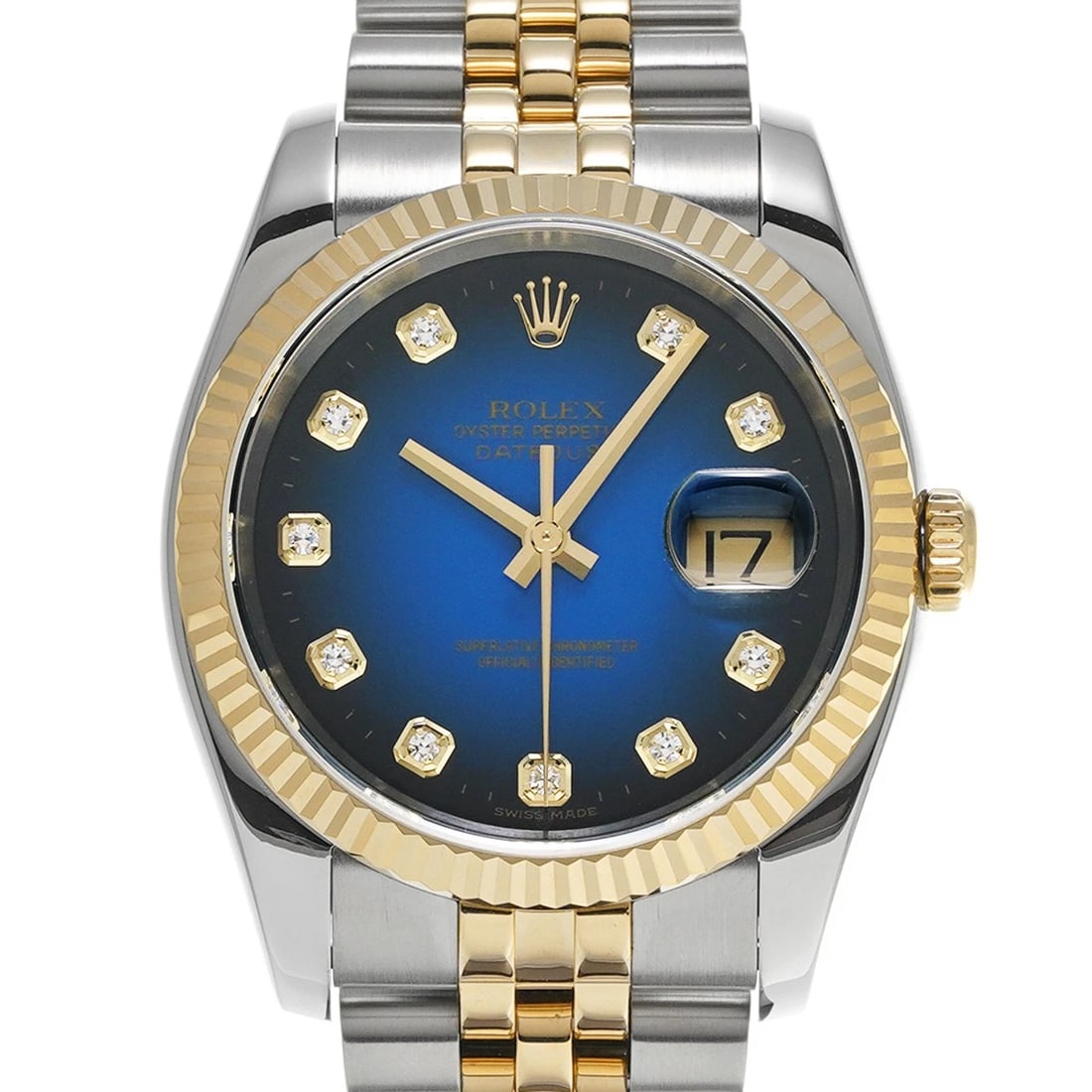 ROLEX BLUE GRADIENT/DIAMOND WATCH - 4