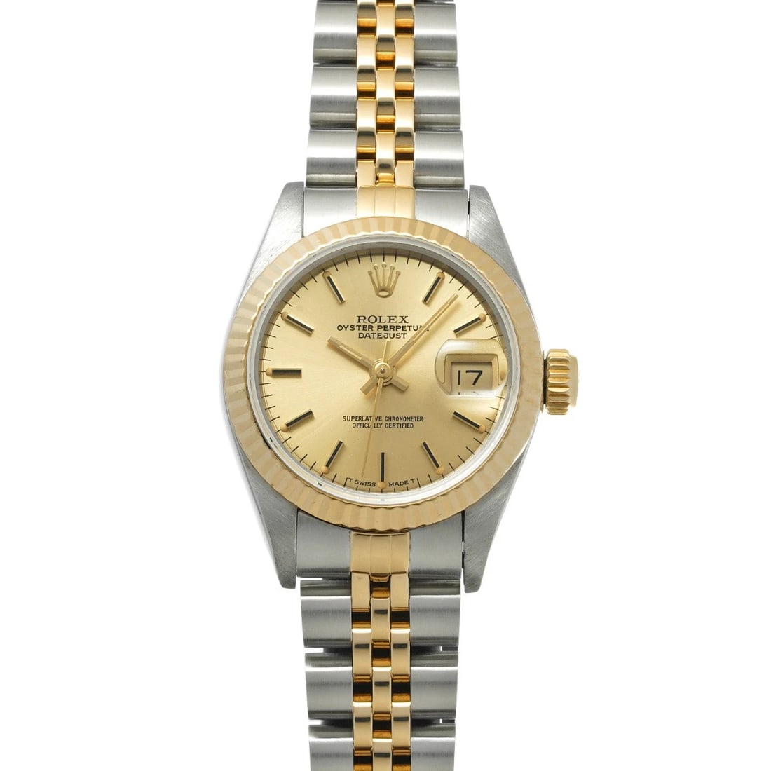 ROLEX CHAMPAGNE WATCH: ROLEX Champagne Watch Brand: ROLEX Type/Style: Wristwatch Material: Band Material Stainless steel/Yellow Gold, Case Material Stainless steel Color: Dial Color Champagne Size: ?Case? H/about 26mm