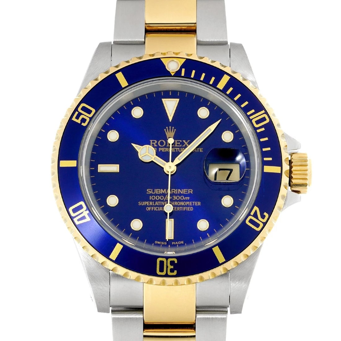 ROLEX SUBMARINER BLUE WATCH: ROLEX Submariner blue Watch Brand: ROLEX Type/Style: Wristwatch Material: Band Material Stainless steel/Yellow Gold, Case Material Stainless steel Color: Dial Color blue Size: ?Case? H/about 40mm