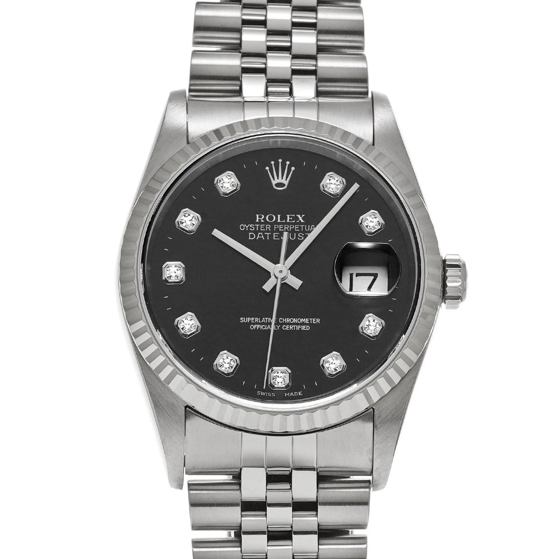 ROLEX BLACK/DIAMOND WATCH: ROLEX black/diamond Watch Brand: ROLEX Type/Style: Wristwatch Material: Band Material Stainless steel, Case Material Stainless steel Color: Dial Color black Size: ?Case? H/about 36mm W/about 36mm Circ