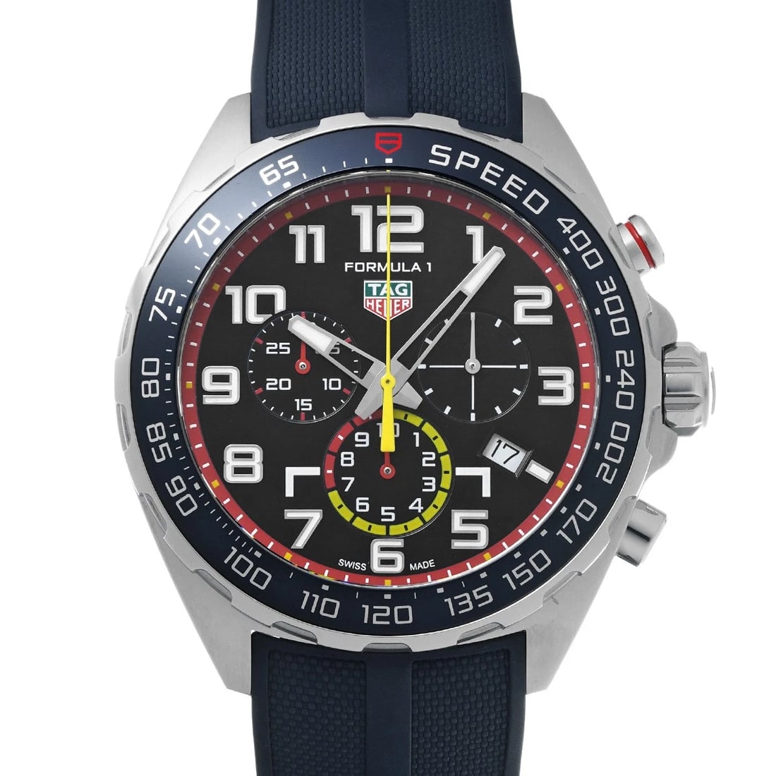 TAG HEUER FORMULA QUARTZ CHRONOGRAPH WATCH: TAG HEUER Formula Quartz Chronograph Watch Brand: TAG HEUER Type/Style: Wristwatch Material: Band Material rubber, Case Material Stainless steel Color: Dial Color blue Size: ?Case? H/about 43mm