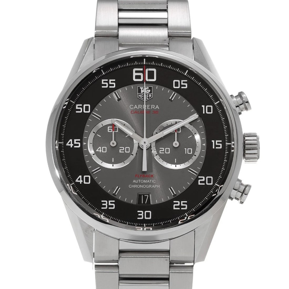 TAG HEUER CARRERA CALIBER CHRONOGRAPH FLYBACK GRAY/BLACK WATCH: TAG HEUER Carrera Caliber Chronograph Flyback gray/black Watch Brand: TAG HEUER Type/Style: Wristwatch Material: Band Material Stainless steel, Case Material Stainless steel Color: Dial Color gray
