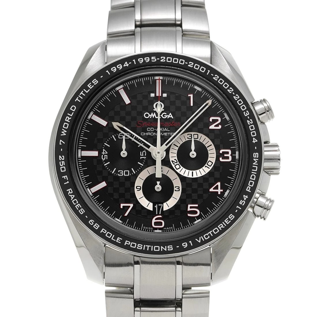 OMEGA SPEEDMASTER LEGEND CO-AXIAL MICHAEL SCHUMACHER WATCH: OMEGA Speedmaster Legend Co-axial Michael Schumacher Watch Brand: OMEGA Type/Style: Wristwatch Material: Band Material Stainless steel, Case Material Stainless steel Color: Dial Color black Size: