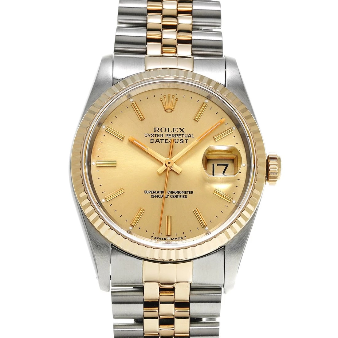 ROLEX CHAMPAGNE WATCH: ROLEX Champagne Watch Brand: ROLEX Type/Style: Wristwatch Material: Band Material Stainless steel/Yellow Gold, Case Material Stainless steel Color: Dial Color Champagne Size: ?Case? H/about 36mm