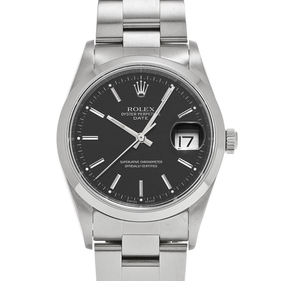 ROLEX OYSTER PERPETUAL BLACK WATCH: ROLEX Oyster Perpetual black Watch Brand: ROLEX Type/Style: Wristwatch Material: Band Material Stainless steel, Case Material Stainless steel Color: Dial Color black Size: ?Case? H/about 34mm W/about 