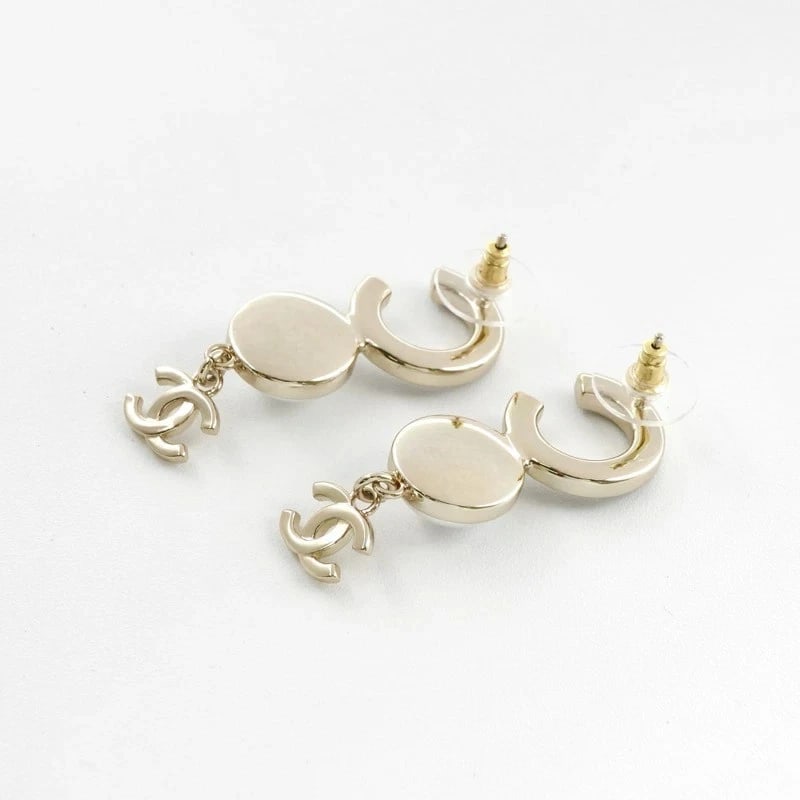CHANEL EARRINGS GOLD AND BLACK WHITE: CHANEL earrings gold and black white Brand: CHANEL Type/Style: Earrings Material: GP, Color: Gold Black Size: Total length approx. 4.8 cm Accessories: None Accessories Notice: When purchas