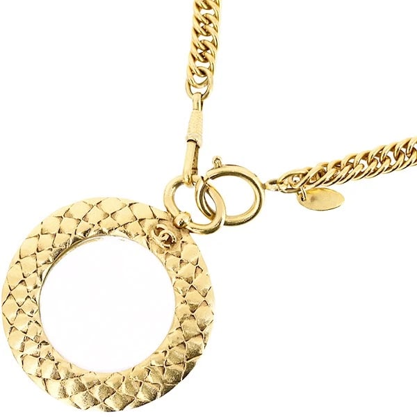 CHANEL NECKLACE PENDANT MAGNIFYING GLASS GOLD GP METAL (1 of 4)