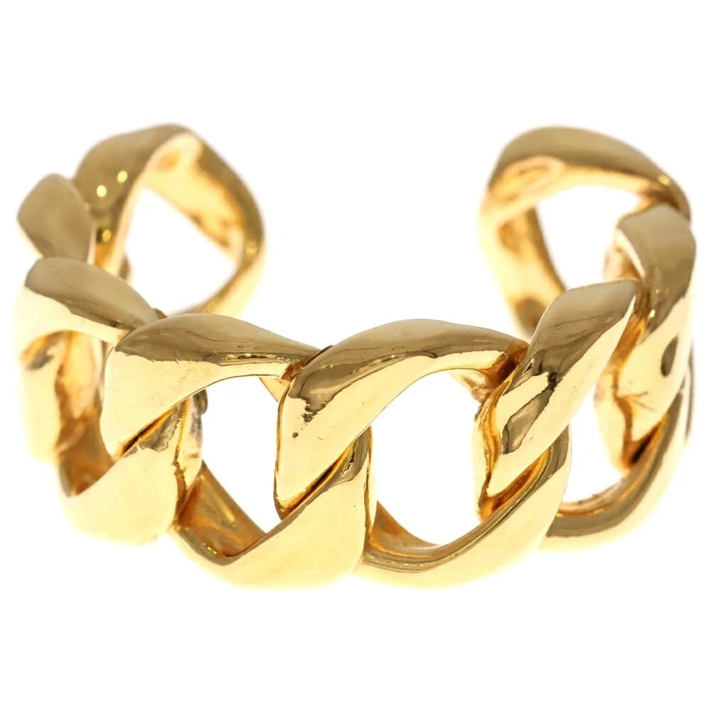CHANEL CHAIN BANGLE CUFF BRACELET GOLD GP: CHANEL Chain Bangle Cuff Bracelet Gold GP Brand: CHANEL Type/Style: Bracelet Material: GP, Color: GOLD Size: Actual Dimensions Wrist circumference: 16.8 cm (Inner circumference: 14.5 cm, Slit: 2.3 cm)