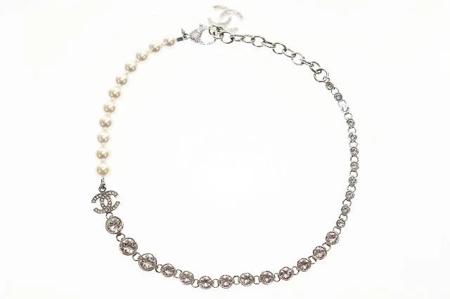 CHANEL CHANEL BIJOU COCO MARK CRYSTAL PEARL NECKLACE CHOKER RHINESTONE (1 of 3)