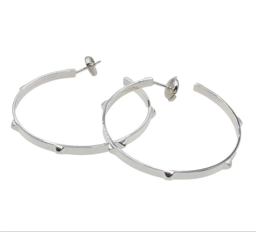 HERMES EARRINGS SV925 CREOLE MINI CLOU MEDOR HOOP SILVER: Hermes Earrings SV925 Creole Mini Clou Medor Hoop Silver Brand: Hermes Type/Style: Earring Material: SV925, Color: silver Size: Length (approx.): Diameter 4.2 cm / Width 3.0 mm Accessories: None <