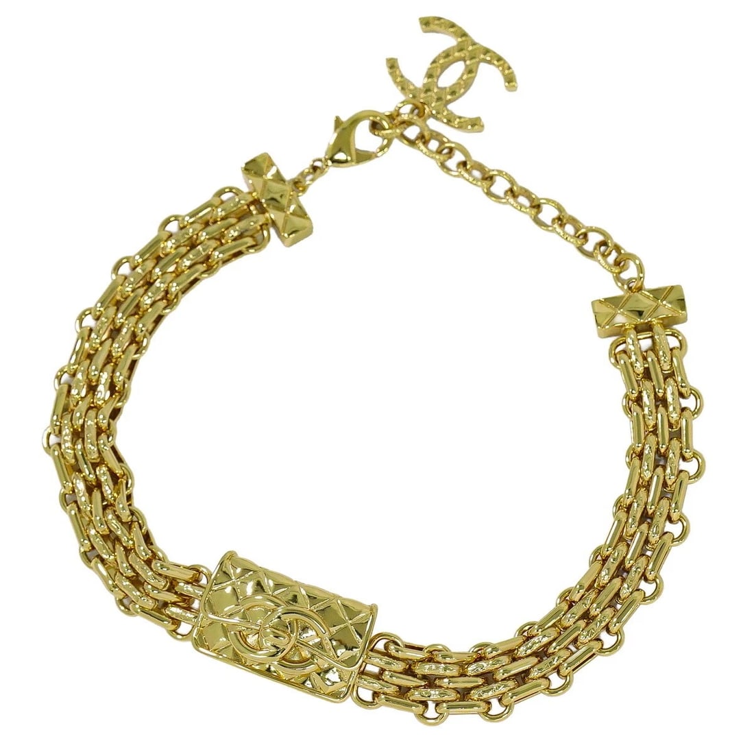 CHANEL NECKLACE COCO MARK CHOKER GOLD PLATED (1 of 6)