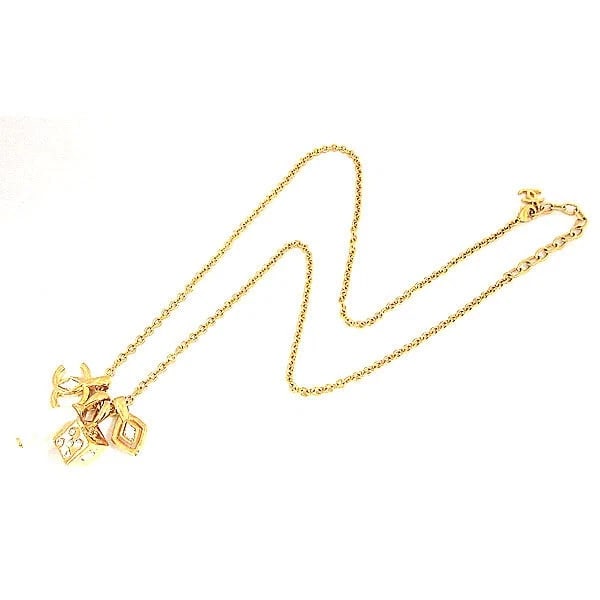 CHANEL NECKLACE CRYSTAL RHINESTONE TEARDROP PEARL GOLD (1 of 4)