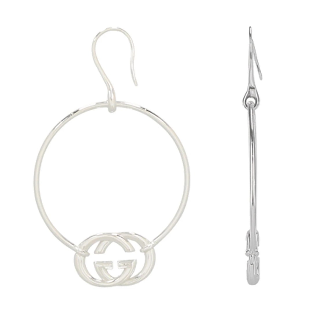 GUCCI EARRINGS INTERLOCKING G HOOK TYPE STERLING SILVER - 3