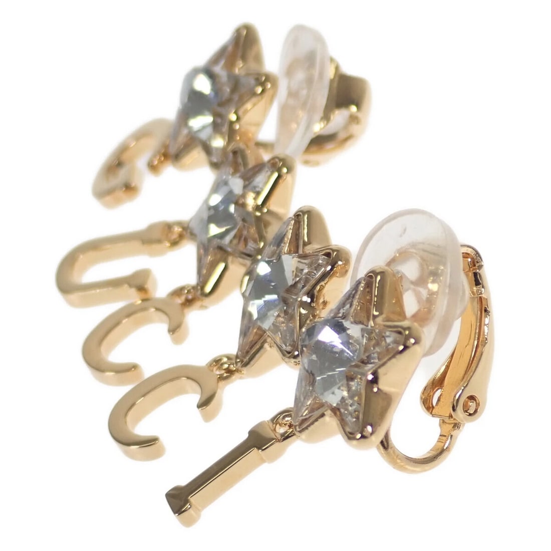 GUCCI SCRIPT LOGO SINGLE EARRING GP GOLD - 2
