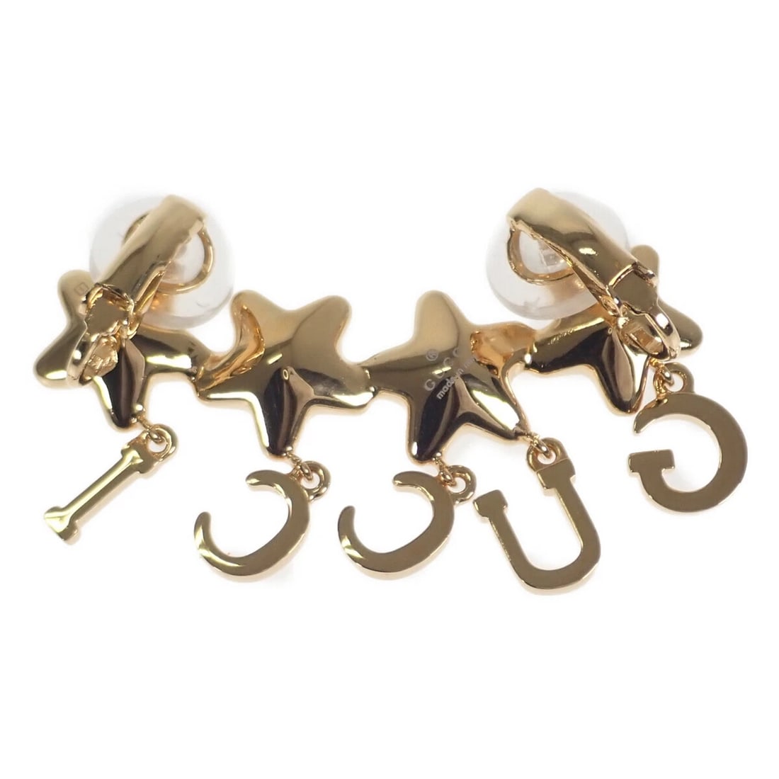 GUCCI SCRIPT LOGO SINGLE EARRING GP GOLD - 3