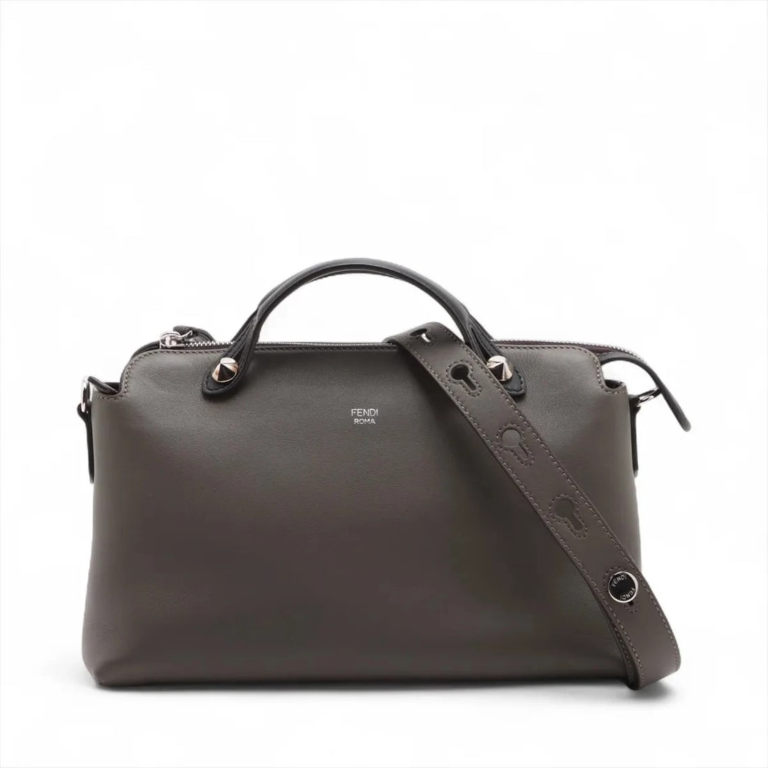 FENDI BY THE WAY MEDIUM LEATHER 2 WAY HANDBAG: Fendi By the Way Medium Leather 2 Way Handbag Brand: Fendi Type/Style: Sunglasses Material: Leather Color: Gray Size: Height:6.5inchLength:11.2inchDepth:5.1inch Accessories: None Accessori