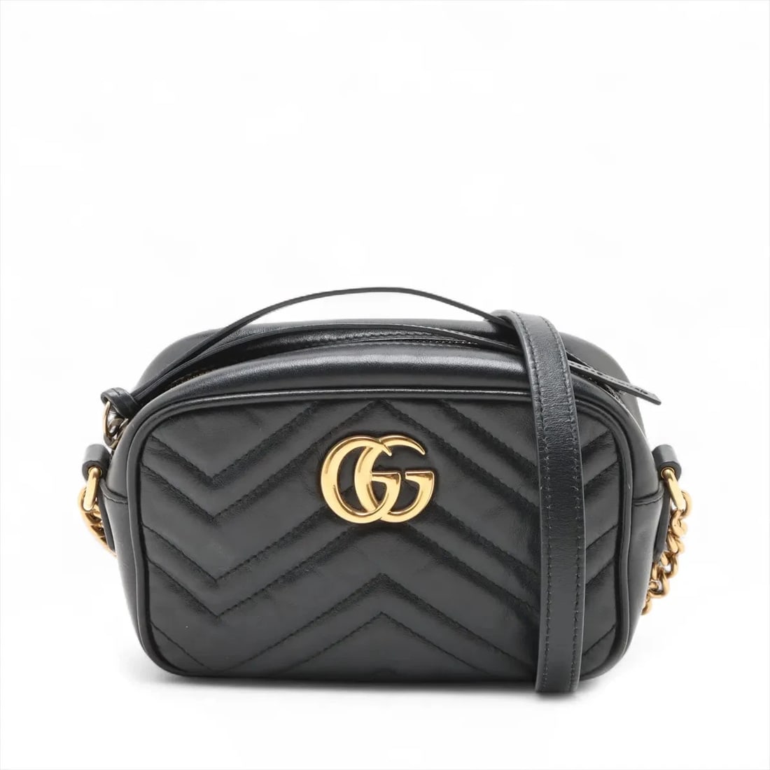 GUCCI GG MARMONT LEATHER CHAIN SHOULDER BAG: Gucci GG Marmont Leather Chain Shoulder Bag Brand: Gucci Type/Style: Shoulder bag Material: Leather Color: Black Size: Height:4.7inchLength:6.9inchDepth:2.4inch Accessories: None Accessori
