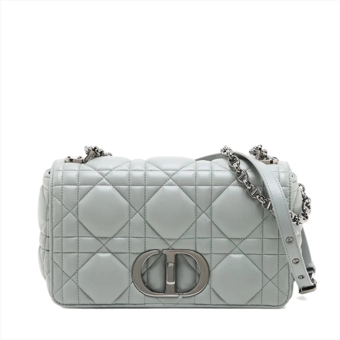 CHRISTIAN DIOR CARO LEATHER CHAIN SHOULDER BAG: Christian Dior Caro Leather Chain Shoulder Bag Brand: Christian Dior Type/Style: Shoulder bag Material: Leather Color: Gray Size: Height:5.7inchLength:9.8inchDepth:3.3inch Accessories: None
